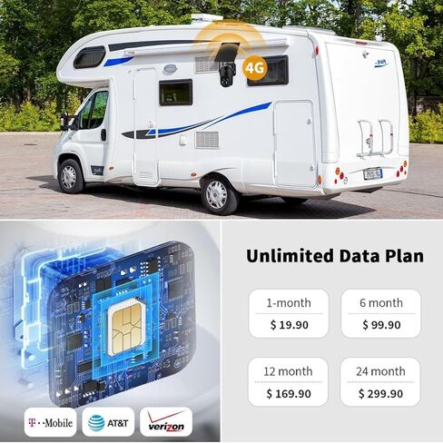 4 كاميرات أمان خلوية 4G LTE في الهواء الطلق، لا توجد كاميرا أمان WiFi تعمل بالطاقة الشمسية مع عرض 360 درجة، رؤية ليلية ملونة 2K، تتضمن بطاقة SIM (تدعم Verizon/AT&T/T-Mobile)، (أسود) in Kuwait