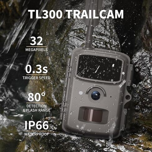 4G Cellular Trail Camera with 2.3K FHD Quality Video, 0.3s Trigger, AI Identification, IP66 Waterproof, No Glow Night Vision, for Hunting, Deer Camera in Saudi Arabia