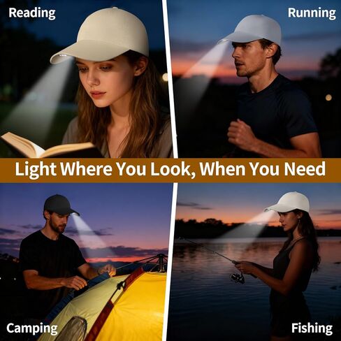 Taximi Unsex LED Baseball Cap, USB Rechargeable Baseball Cap with Light, Adjustable LED Hat Light for Fishing Jogging Camping in Saudi Arabia