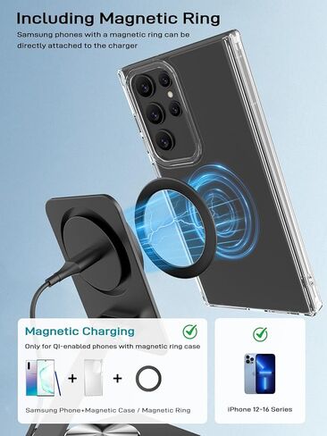 متوافق مع شاحن MagSafe، حامل شاحن مغناطيسي بقدرة 15 وات، قاعدة دوران 360 درجة قابلة للطي وشاحن لاسلكي لهاتف Samsung Galaxy S25 Ultra/Z Fold7/Flip7/iPhone 17/Pixel 10 Pro/Pixel 10 Pro Fold in Kuwait