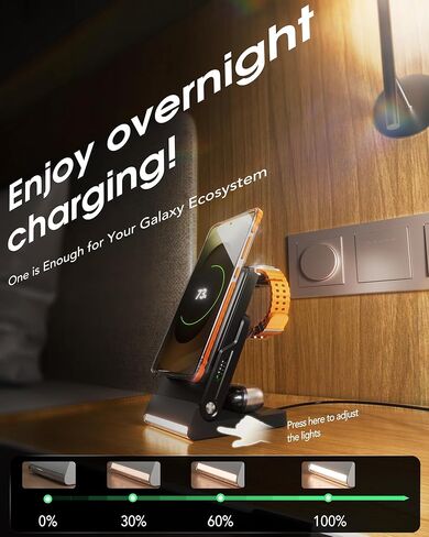 محطة شحن قابلة للطي لهاتف سامسونج، شاحن لاسلكي مغناطيسي 5 في 1 بقدرة 10000 مللي أمبير في الساعة وبنك طاقة محمول قابل للفصل متوافق مع هاتف Galaxy S25 Edge/Z Fold/Flip 7/S25/S24/S23، Galaxy Watch8، Bud in Kuwait