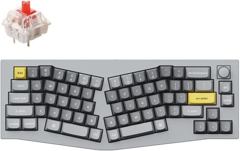 لوحة مفاتيح ميكانيكية سلكية مخصصة Keychron Q8 مع مقبض، 65% Alice Layout QMK/VIA قابلة للبرمجة، مفتاح Gateron G Pro أحمر قابل للتبديل السريع، حشية مزدوجة متوافقة مع نظام التشغيل Mac Windows Linux (رمادي فضي) in Kuwait
