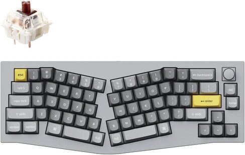 لوحة مفاتيح ميكانيكية سلكية مخصصة Keychron Q8 مع مقبض، 65% Alice Layout QMK/VIA قابلة للبرمجة، مفتاح Gateron G Pro أحمر قابل للتبديل السريع، حشية مزدوجة متوافقة مع نظام التشغيل Mac Windows Linux (رمادي فضي) in Kuwait