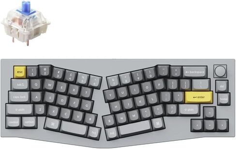 Keychron Q8 Wired Custom Mechanical Keyboard with Knob, 65% Alice Layout QMK/VIA Programmable, Hot-swappable Gateron G Pro Red Switch, Double Gasket Compatible with Mac Windows Linux (Silver Grey) in Saudi Arabia