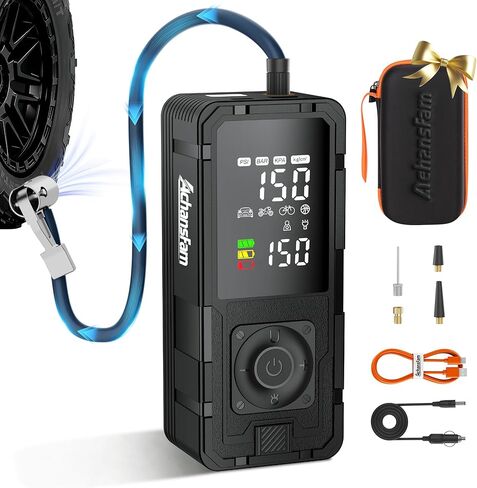 P10 Tire Inflator Portable Air Compressor,33s Fast Inflation,20" Hose,150PSI Cordless Pump with Dual Power Supply,Digital Gauge,Auto Shut-Off for Car,Truck, Bike, Ball in Saudi Arabia