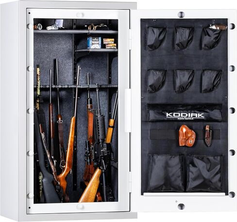 Kodiak Home Gun Safe للبنادق والمسدسات | KGX5933W من Rhino Metals مع نظام أمان SafeX الجديد | 41 بندقية طويلة و6 مسدسات | 60 دقيقة للحماية من الحرائق | لمسة نهائية بيضاء لامعة | 536 رطلا in Saudi Arabia