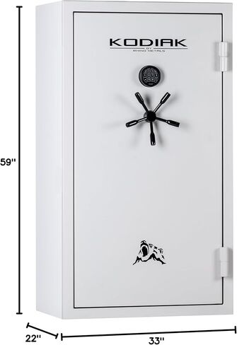 Kodiak Home Gun Safe للبنادق والمسدسات | KGX5933W من Rhino Metals مع نظام أمان SafeX الجديد | 41 بندقية طويلة و6 مسدسات | 60 دقيقة للحماية من الحرائق | لمسة نهائية بيضاء لامعة | 536 رطلا in Saudi Arabia
