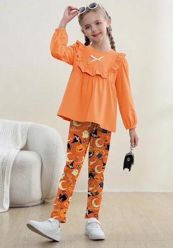 AMCLOS مجموعة ملابس الفتيات 3-8 سنوات ملابس الأطفال، رائعتين لطيف كشكش Bowknot كم طويل بلايز + السراويل الطويلة الأزهار الخريف in Kuwait