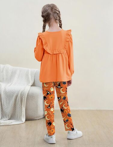 AMCLOS مجموعة ملابس الفتيات 3-8 سنوات ملابس الأطفال، رائعتين لطيف كشكش Bowknot كم طويل بلايز + السراويل الطويلة الأزهار الخريف in Kuwait