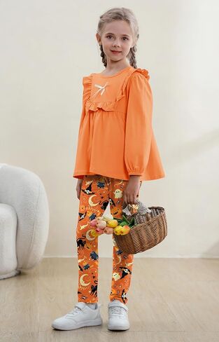 AMCLOS مجموعة ملابس الفتيات 3-8 سنوات ملابس الأطفال، رائعتين لطيف كشكش Bowknot كم طويل بلايز + السراويل الطويلة الأزهار الخريف in Kuwait