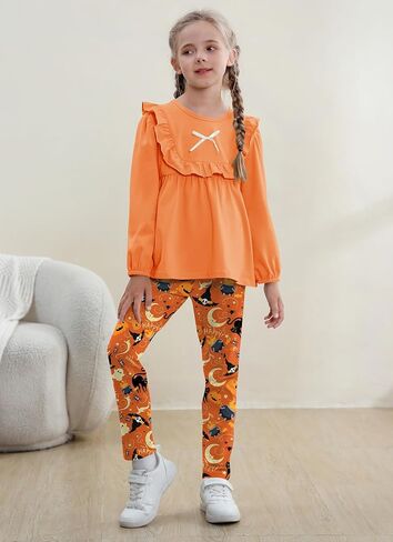 AMCLOS مجموعة ملابس الفتيات 3-8 سنوات ملابس الأطفال، رائعتين لطيف كشكش Bowknot كم طويل بلايز + السراويل الطويلة الأزهار الخريف in Kuwait