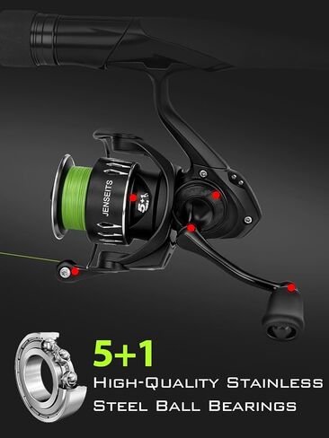 Jenseits Lightweight Spinning Fishing Reel, Sealed Carbon Fiber Up To 20 LB Max Drag, 5+1BB for Saltwater&Freshwater, 5.2:1 Gear Ratio,CNC Aluminum Spool,1000 Perfect for Ice Fishing, 2000-5000 Series in Saudi Arabia