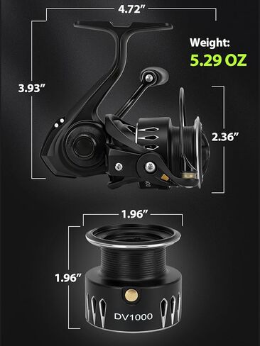 Jenseits Lightweight Spinning Fishing Reel, Sealed Carbon Fiber Up To 20 LB Max Drag, 5+1BB for Saltwater&Freshwater, 5.2:1 Gear Ratio,CNC Aluminum Spool,1000 Perfect for Ice Fishing, 2000-5000 Series in Saudi Arabia