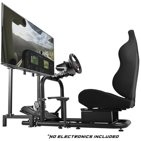 Anman Adjustable Racing Simulator Cockpit Pro Fits for Logitech G27 G29 G920,for Thrustmaster T300RS TX,for Fanatec, Racing Stand with Black Seat, Not include Steering wheel and Pedals in Saudi Arabia