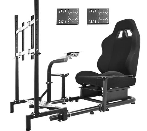 Anman Adjustable Racing Simulator Cockpit Pro Fits for Logitech G27 G29 G920,for Thrustmaster T300RS TX,for Fanatec, Racing Stand with Black Seat, Not include Steering wheel and Pedals in Saudi Arabia