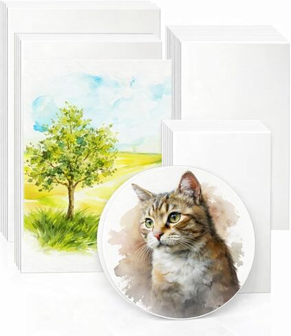Dunzoom 100 Sheets Watercolor Paper Bulk 9'' x 12'', 8'' x 10'', 8''x8'', 6''x 6'', 5''x7'', 4''x6'' Artist Painting White Water Color Craft Paper Watercolor Art Supplies for Artists Painting Craft in Saudi Arabia
