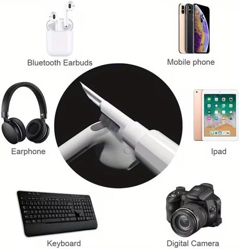 Electronic Cleaning Pen for Earbuds & Keyboards - Portable Precision Cleaning Kit for Earphone, Airpod, Laptop, Tablet, Phone, Computer, Switch & Camera Lens (White) in Saudi Arabia