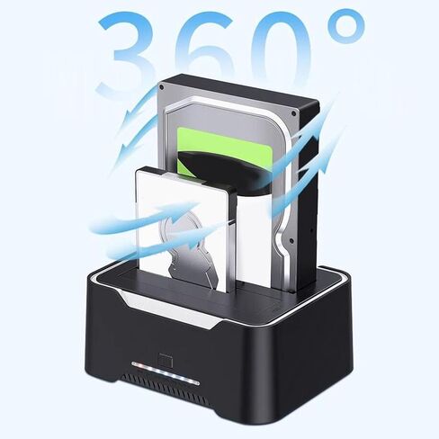 Dual Bay Hard Drive Docking Station, USB 3.0 External HDD SSD Dock with RGB Light Breathing Effect and Offline Cloning, for 2.5in 3.5in HDD SSD (US Plug) in Saudi Arabia