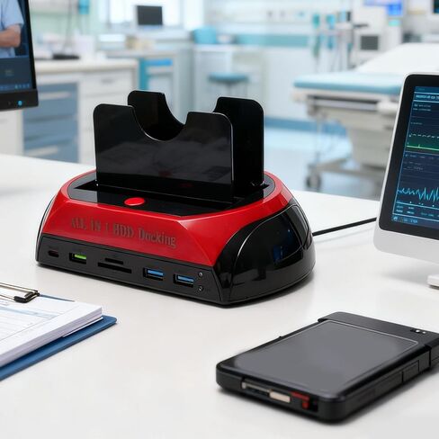 محطة إرساء القرص الصلب، محطة إرساء محرك الأقراص الصلبة الخارجية USB 3.0 ذات خليج مزدوج مع نسخة احتياطية بلمسة واحدة، قارئ قرص عالمي لبطاقة ذاكرة IDE SATA HDD SSD مقاس 2.5 3.5 بوصة (قابس أمريكي) in Kuwait