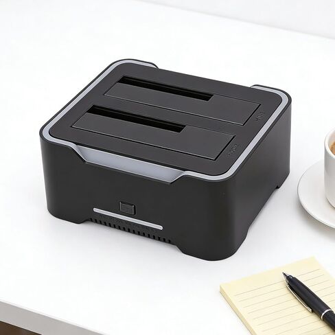 Gugxiom USB 3.0 to SATA Dual Bay External Hard Drive Docking Station for 2.5 or 3.5in HDD, SSD, with UASP, RGB Light, Hard Drive Duplicator, Cloner Function (US Plug) in Saudi Arabia