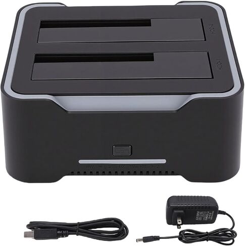 Gugxiom USB 3.0 to SATA Dual Bay External Hard Drive Docking Station for 2.5 or 3.5in HDD, SSD, with UASP, RGB Light, Hard Drive Duplicator, Cloner Function (US Plug) in Saudi Arabia