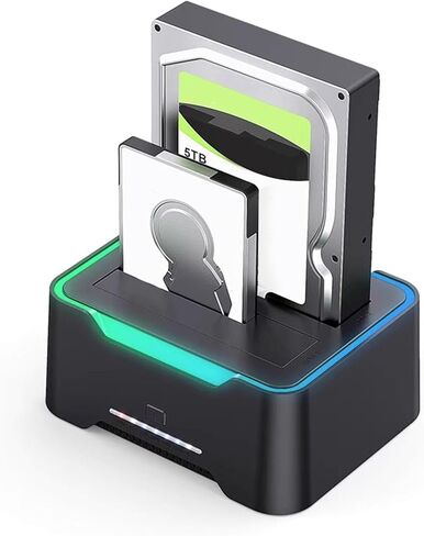 Gugxiom USB 3.0 to SATA Dual Bay External Hard Drive Docking Station for 2.5 or 3.5in HDD, SSD, with UASP, RGB Light, Hard Drive Duplicator, Cloner Function (US Plug) in Saudi Arabia