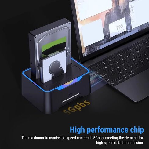Gugxiom USB 3.0 to SATA Dual Bay External Hard Drive Docking Station for 2.5 or 3.5in HDD, SSD, with UASP, RGB Light, Hard Drive Duplicator, Cloner Function (US Plug) in Saudi Arabia