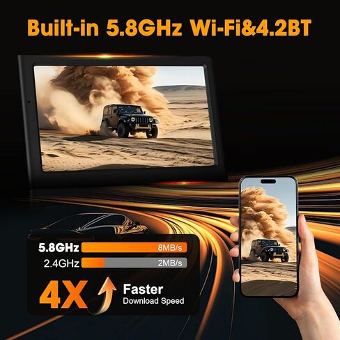 7'' Wireless CarPlay Screen for Car, Portable Apple Car Play & Android Auto, Car Stereo HD Touchscreen, 5.8G WiFi, Voice Control, GPS Navigation, Siri & Mirror Link, for All Vehicles in Kuwait