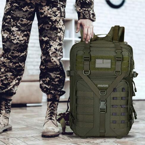 حقيبة ظهر تكتيكية MOSISO 50L، حقيبة ظهر عسكرية كبيرة للرجال لمدة 3 أيام، باللون الأخضر العسكري in Saudi Arabia
