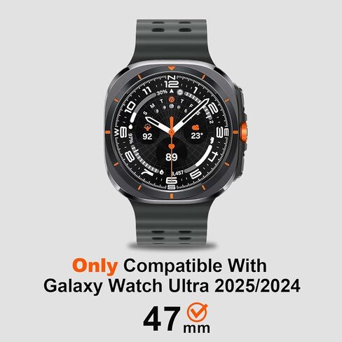 غطاء معدني متوافق مع حافظة Samsung Galaxy Watch Ultra 2025/2024، ممتص الصدمات الواقي 2 في 1 مع إطار خلفي لساعة Galaxy Watch 47 ملم (جرافيت/برتقالي) in Kuwait