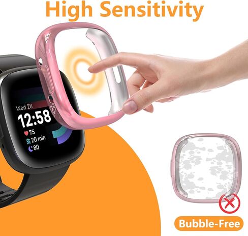 [عبوة من 5 قطع] حافظة متوافقة مع Fit Bit Versa 4/ Sense 2، واقيات شاشة كاملة حول الساعة الذكية وغطاء حماية نحيف in Saudi Arabia