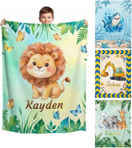 Custom Name Blankets Personalized Baby Blanket for Girls, Ultra Soft Throw Blanket for Girls Bedroom Decor, Customized 36 Cute Animals Design Birthday Gifts for Baby Girl, Daughter, Niece in Saudi Arabia