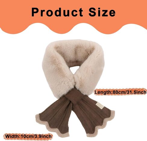 Womens Winter Fluffy-Plush-Scarf - Soft Collar Fur Scarfs Neck Warmer for Cold Weather in Saudi Arabia