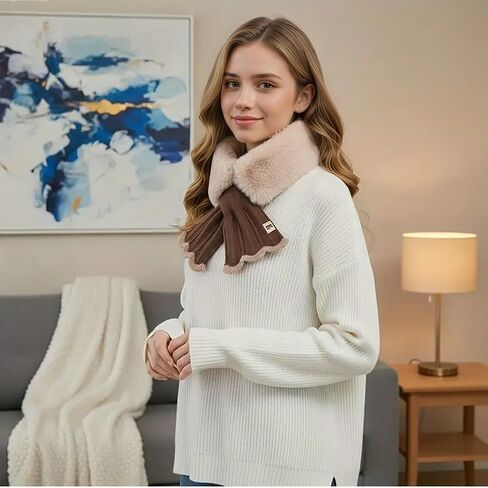 Womens Winter Fluffy-Plush-Scarf - Soft Collar Fur Scarfs Neck Warmer for Cold Weather in Saudi Arabia