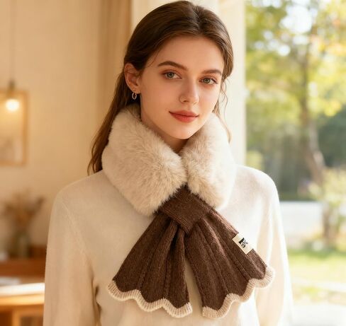 Womens Winter Fluffy-Plush-Scarf - Soft Collar Fur Scarfs Neck Warmer for Cold Weather in Saudi Arabia