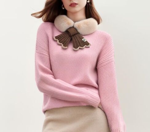 Womens Winter Fluffy-Plush-Scarf - Soft Collar Fur Scarfs Neck Warmer for Cold Weather in Saudi Arabia