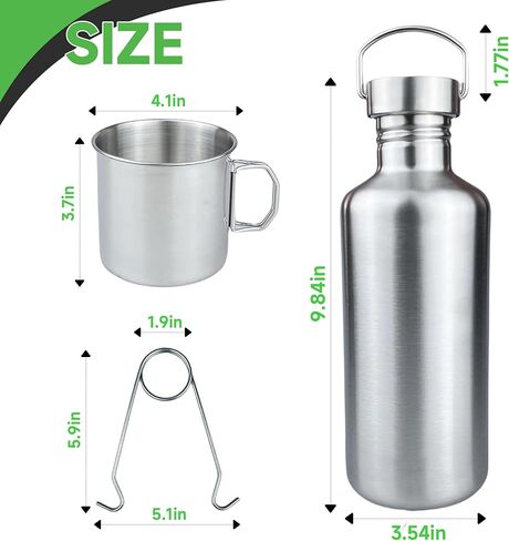 42oz single wall stainless steel water bottle with Nesting Cup & Carry Bag in Saudi Arabia