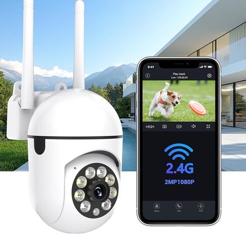 1 قطعة كاميرا مراقبة WiFi 360 درجة | تجربة الرؤية الليلية الملونة والتتبع التلقائي | كاميرا داخلية/خارجية بدقة 1080 بكسل كاملة الوضوح مع خاصية اكتشاف الحركة وصوت ثنائي الاتجاه in Saudi Arabia