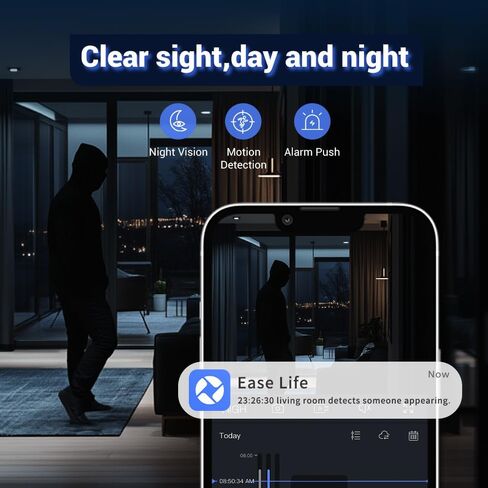 1 قطعة كاميرا مراقبة WiFi 360 درجة | تجربة الرؤية الليلية الملونة والتتبع التلقائي | كاميرا داخلية/خارجية بدقة 1080 بكسل كاملة الوضوح مع خاصية اكتشاف الحركة وصوت ثنائي الاتجاه in Saudi Arabia