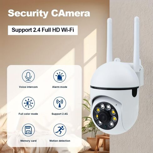 1 قطعة كاميرا مراقبة WiFi 360 درجة | تجربة الرؤية الليلية الملونة والتتبع التلقائي | كاميرا داخلية/خارجية بدقة 1080 بكسل كاملة الوضوح مع خاصية اكتشاف الحركة وصوت ثنائي الاتجاه in Saudi Arabia