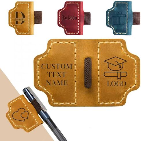 علامة مرجعية مع حامل قلم، علامة كتاب مغناطيسية مخصصة من الجلد الطبيعي، علامة كتاب مخصصة نقش اسم النص، هدايا لمحبي الكتب والقراء والمعلمين (أحمر) in Kuwait