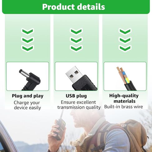 USB Charger Cable Compatible with Rugged Radios V3 R1 GMR2 GMR2-PLUS & RH5R - 3.3Ft Charging Cord for Handheld Radio & High Capacity Batteries in Saudi Arabia