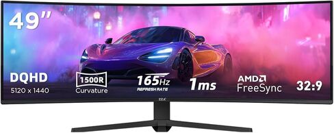 49 Inch Ultrawide Curved Gaming Monitor, 5K Display Dual QHD 5120x1440, 165Hz 1ms, 1500R VA Large Curved Monitor for Mac & Work, with FreeSync G-Sync Compatible, HDMI/DP Ports, Blue Light Filter, VESA in Saudi Arabia