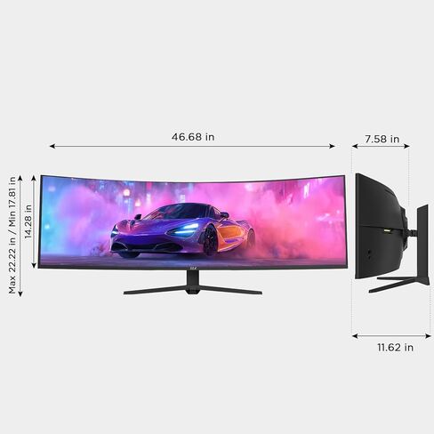 49 Inch Ultrawide Curved Gaming Monitor, 5K Display Dual QHD 5120x1440, 165Hz 1ms, 1500R VA Large Curved Monitor for Mac & Work, with FreeSync G-Sync Compatible, HDMI/DP Ports, Blue Light Filter, VESA in Saudi Arabia