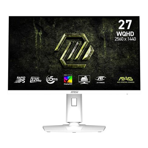 msi MAG 274QRFW X32 27-inch 2560 x 1440 (QHD) Gaming Monitor, 320Hz, Adaptive Sync, HDR Ready, HDMI, VGA Port, VESA Mountable, Tilt, 4-Side Slim Bezel, 0.5ms, White in Saudi Arabia