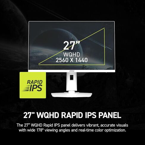 msi MAG 274QRFW X32 27-inch 2560 x 1440 (QHD) Gaming Monitor, 320Hz, Adaptive Sync, HDR Ready, HDMI, VGA Port, VESA Mountable, Tilt, 4-Side Slim Bezel, 0.5ms, White in Saudi Arabia