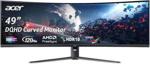 شاشة ألعاب Acer Nitro مقاس 49 بوصة | UltraWide DQHD 5120 x 1440 | 1000R 32:9 منحنية | AMD FreeSync | معدل تحديث يصل إلى 120 هرتز | 3 مللي ثانية (G إلى G) | 1 × منفذ عرض 1.4 و2 × منافذ HDMI 2.0 | EI491CUR J0biiphx in Saudi Arabia