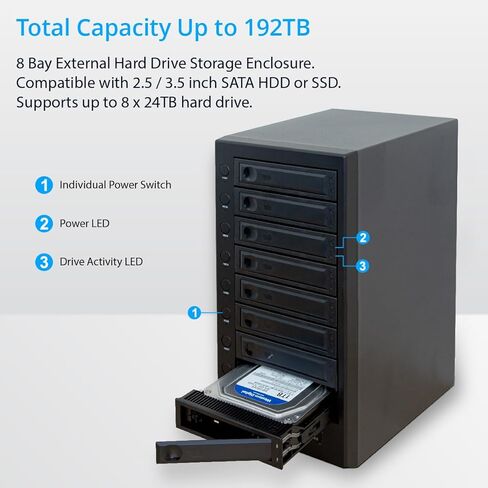 USB 4.0 (40 جيجابت في الثانية) Type-C 8 Bay 2.5 بوصة و3.5 بوصة SATA محرك أقراص ثابتة خارجي in Kuwait