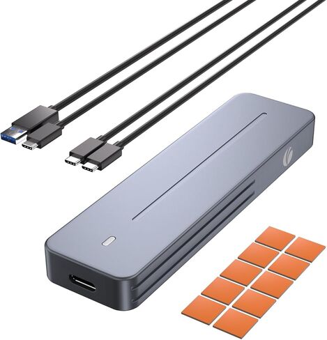 VCOM 80Gbps M.2 NVMe SSD Enclosure with Cooling Fan, Aluminium Alloy Enclosure Compatible with Thunderbolt 5/4/3/USB4 External SSD Case for Gaming, Editing, Mac and PC, Support M/B+M Key SSD in Kuwait