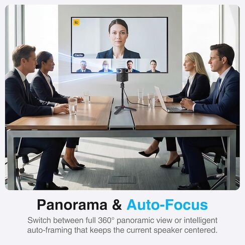 كاميرا اجتماعات PANOCORE360 الكل في واحد - كاميرا مؤتمرات 360 درجة لأجهزة الكمبيوتر الشخصية Mac، ومكبر الصوت والميكروفون، وتركيز مكبر الصوت التلقائي، وإخراج 1080 بكسل، وعزل صوت الذكاء الاصطناعي، والتسجيل المحلي، متوافقة مع Webex/Zoom/Teams/Meet in Kuwait